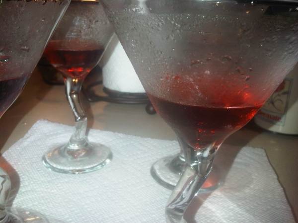 pomegranate liquer and champagne