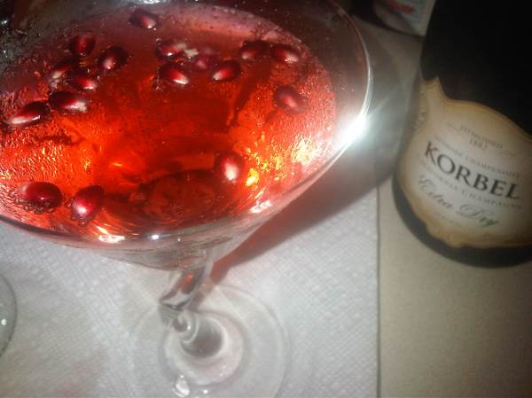 pomegranate champagne cocktail